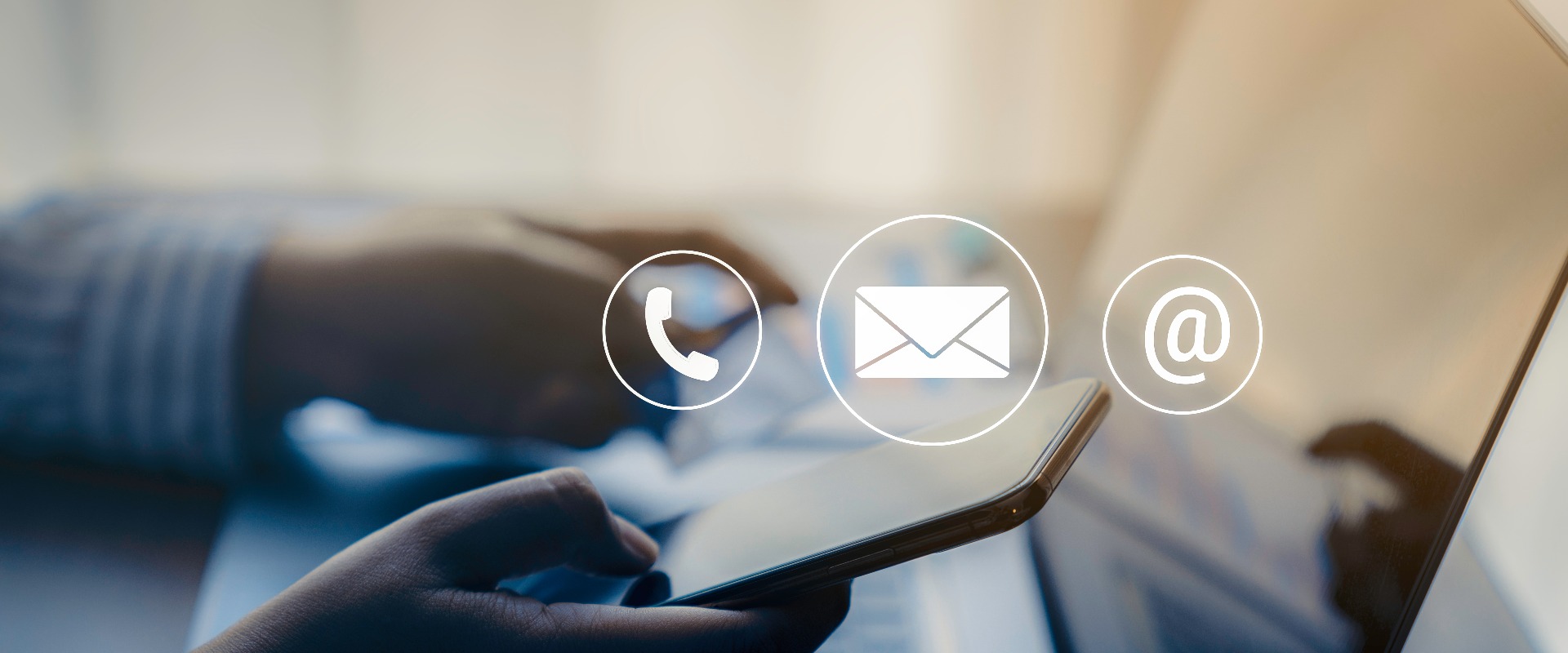 Contact us or Customer support hotline people connect. Businessman using a mobile phone