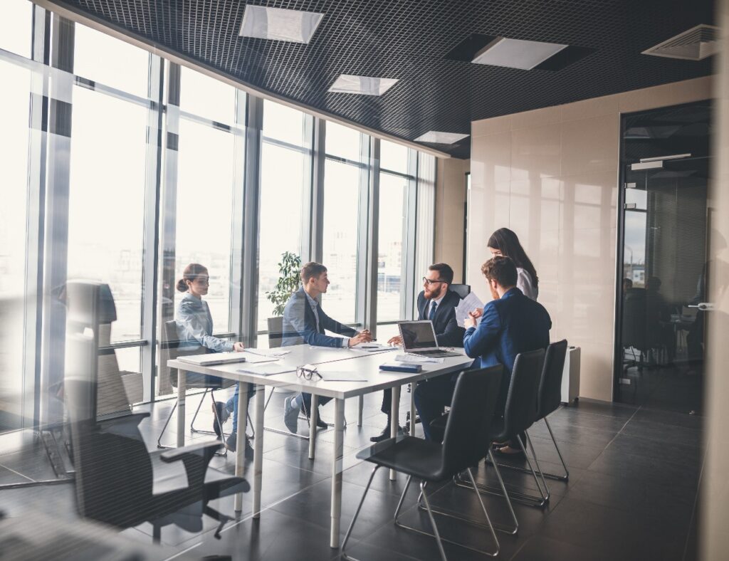 Corporate business team and manager in a meeting